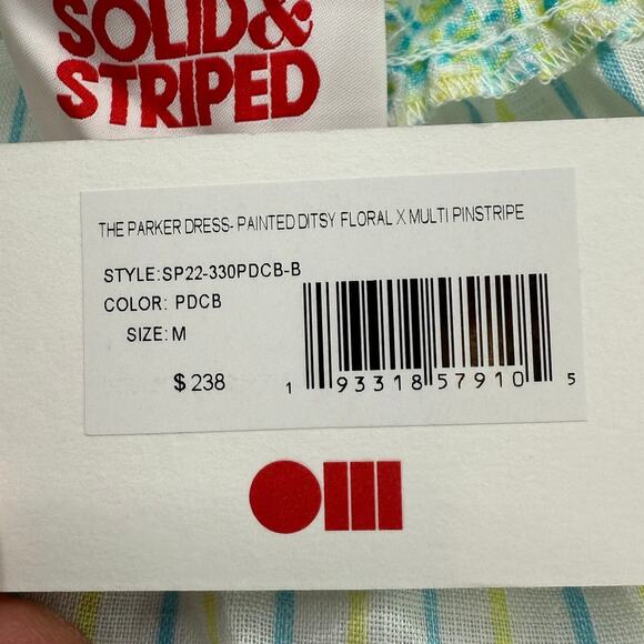 NWT Solid & Striped The Parker Dress Painted Ditsy Floral Striped Linen Green - Picture 4 of 7